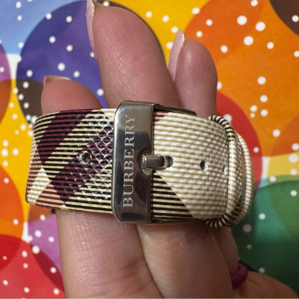 Men's large face Watch - Silver and Cream Plaid - Picture 7 of 11